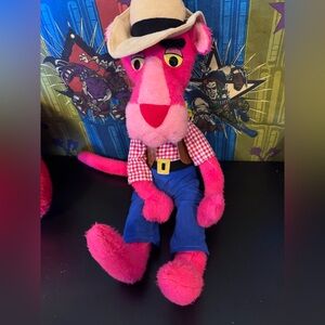Vintage Pink Panther Cowboy Plush Toy
